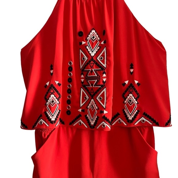 🌺PARKER Tribal Betsey Drape Romper w/ Pockets in Rampart Red Size Small🌺 - Picture 8 of 9